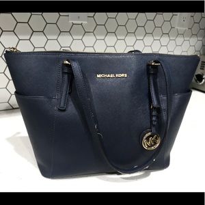 Michael Kors Jet Set Medium Tote Purse Navy